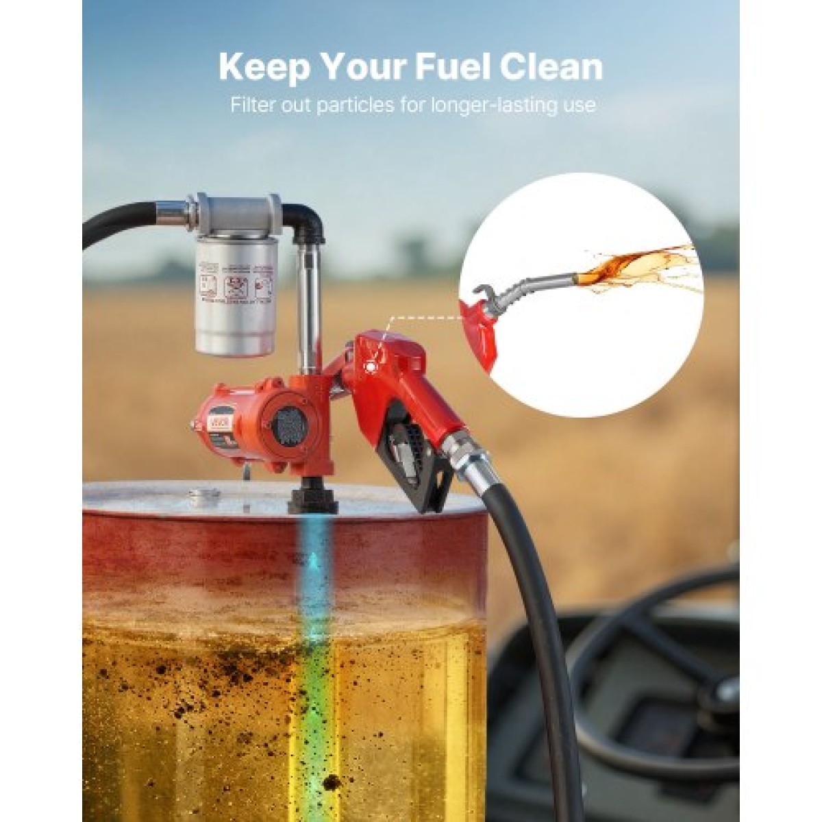 Αντλία μεταφοράς καυσίμου VEVOR, 12V DC 40 L/min, Φορητό κιτ αντλίας μεταφοράς ντίζελ, με ακροφύσιο αυτόματης απενεργοποίησης, σωλήνας εκκένωσης, προστασία υπερθέρμανσης, καλώδιο τροφοδοσίας, αντιεκρηκτικό, για βενζίνη πετρελαίου κηροζίνης