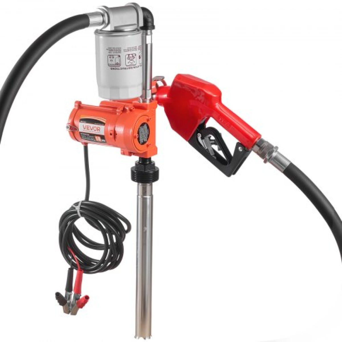 Αντλία μεταφοράς καυσίμου VEVOR, 12V DC 40 L/min, Φορητό κιτ αντλίας μεταφοράς ντίζελ, με ακροφύσιο αυτόματης απενεργοποίησης, σωλήνας εκκένωσης, προστασία υπερθέρμανσης, καλώδιο τροφοδοσίας, αντιεκρηκτικό, για βενζίνη πετρελαίου κηροζίνης