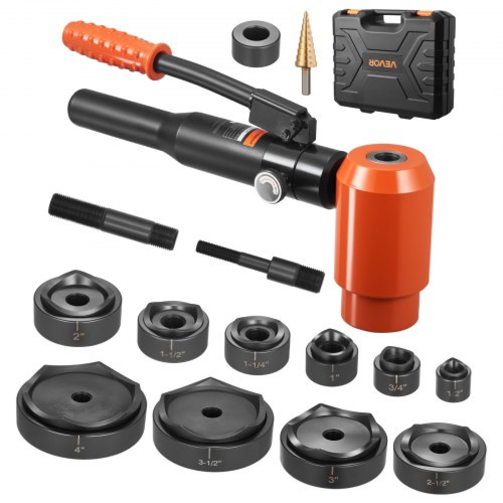 VEVOR Knockout Punch Set, 147,1 kN Hydraulic Knockout Set, KO Tool Kit Hole Making Tool, KO Tools Kit W/10 Dies for Metal Electrical Cabine, Electrical Control Cabine, Switch Cabine