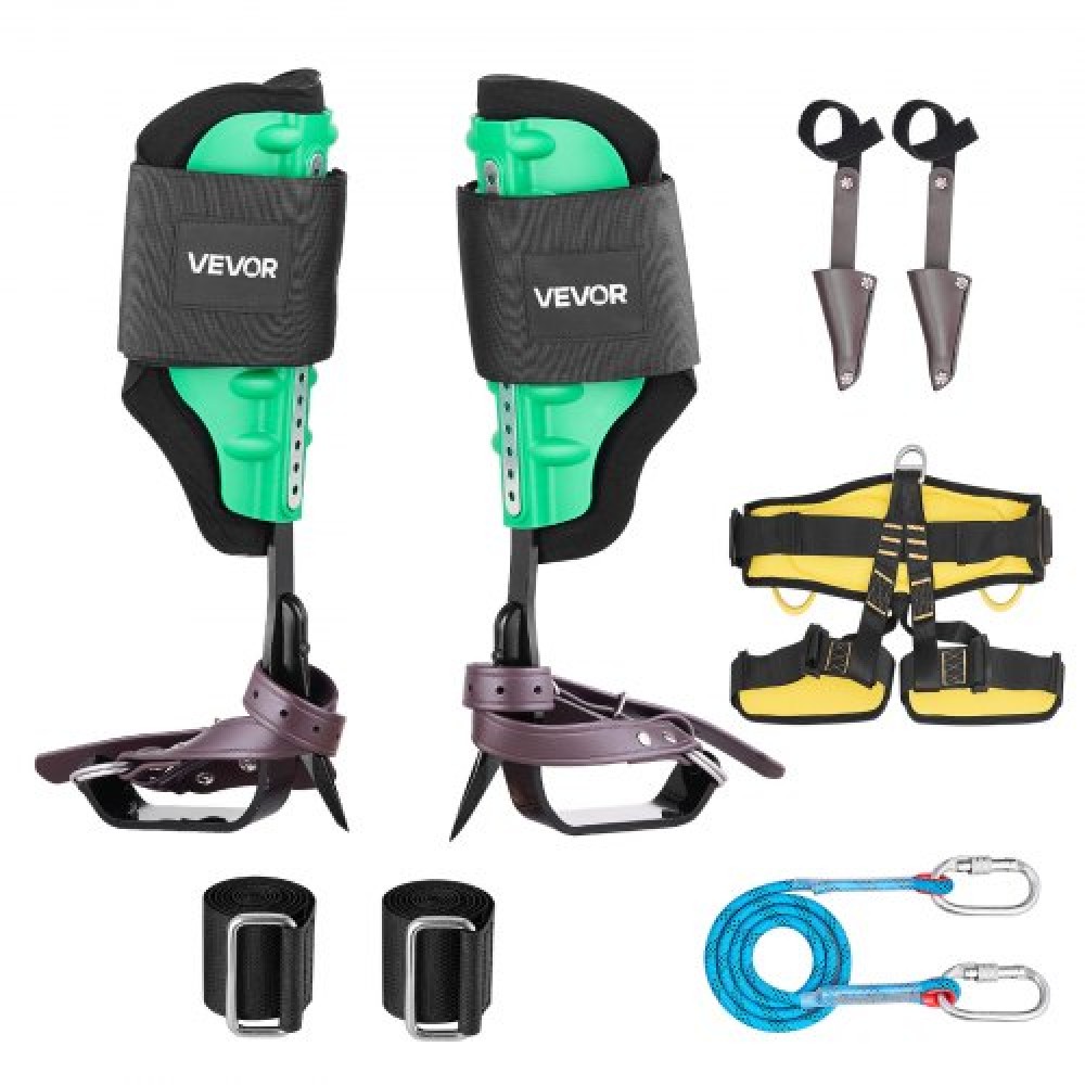 VEVOR Tree Climbing Spikes Set, Εργαλείο αναρρίχησης δέντρων με ρυθμιζόμενο ύψος με ιμάντες & προστατευτικά ακίδων, χωρητικότητα 159 kg, Δενδροκομικός εξοπλισμός Heavy Duty Steel Climb Spurs για κυνήγι συλλογής φρούτων
