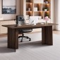 VEVOR 63 σε Executive Desk, Μεγάλο Μοντέρνο Ορθογώνιο Τραπέζι Γραφείου, Ξύλινο Τραπέζι βαρέως τύπου με τρύπα σύνδεσης καλωδίου, χωρητικότητα φόρτωσης 113 KG, Εύκολη συναρμολόγηση, για εργασία γραφής μελέτης, καρυδιά