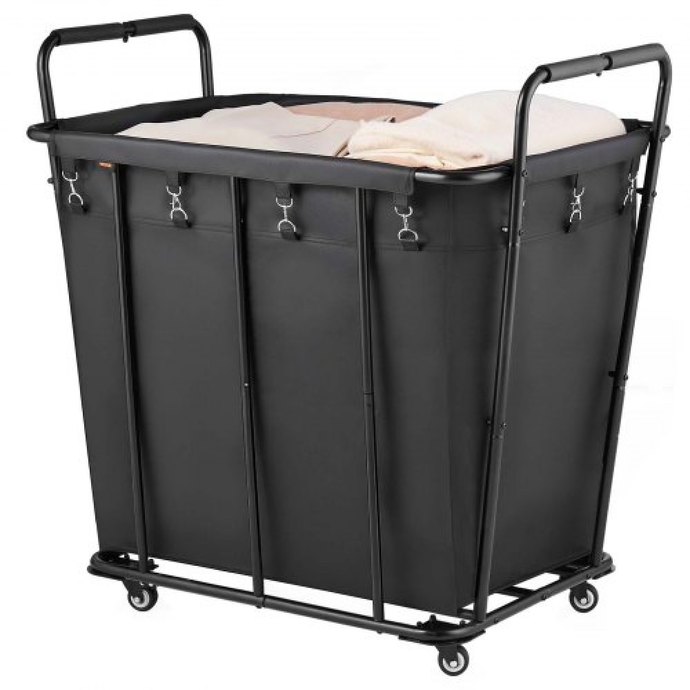 VEVOR Πλυντήριο ρούχων, Rolling Grocery Utility Cart με αδιάβροχη επένδυση & περιστρεφόμενους τροχούς, 118 KG Μεγάλη χωρητικότητα, Καλάθι αγορών βαρέως τύπου για πλυντήρια, ψώνια, κάμπινγκ, παντοπωλείο, αποσκευές, μαύρο