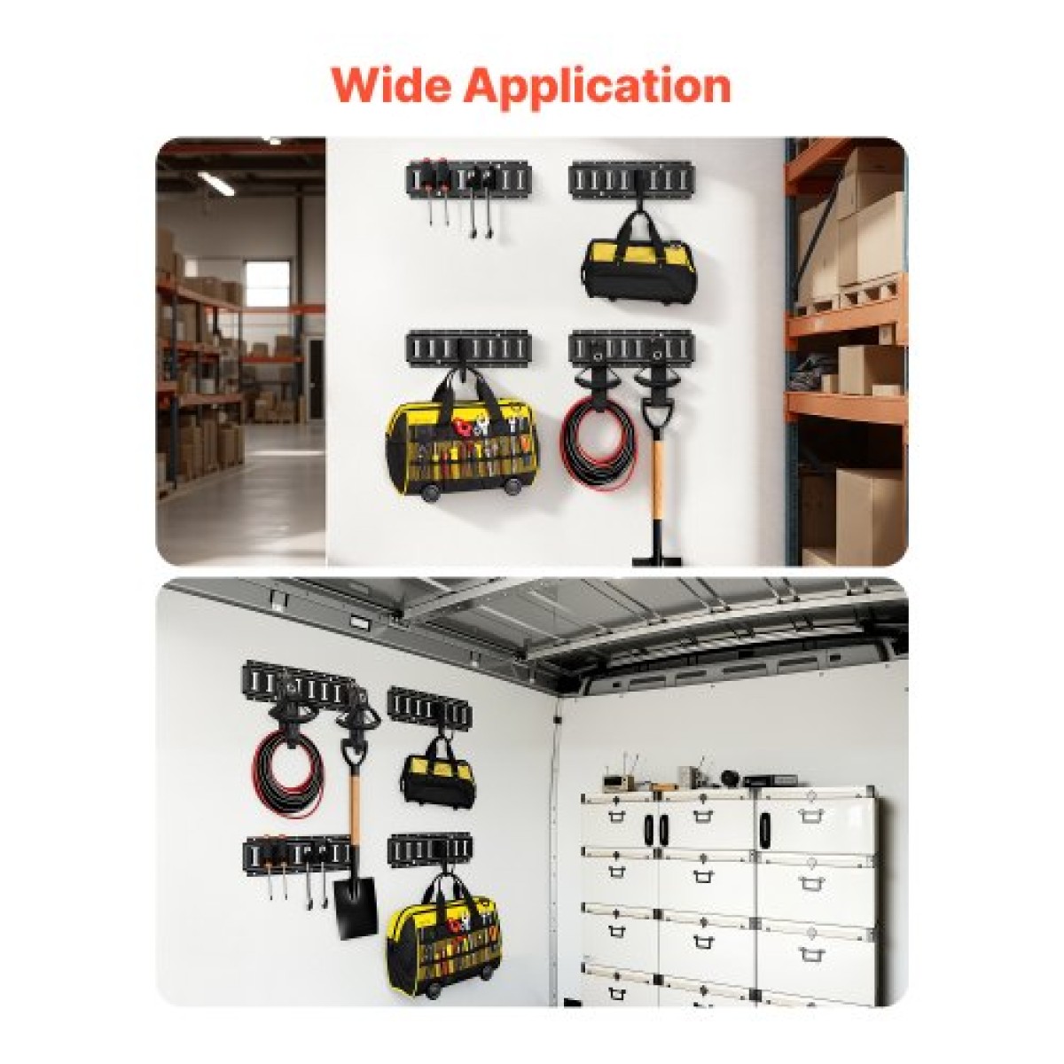 Σετ σιδηροτροχιάς VEVOR E-Track, 4 Pack Ράγες τροχιάς 0,4 m E, 2 γάντζοι σε σχήμα U, 2 βάσεις εργαλείων, 2 στηρίγματα ραφιών τροχιάς, 2 βάσεις ελαστικών, 2 δαχτυλίδια αποθήκευσης καλωδίων, 8 τελικές τάπες & 1 τσάντα, κατάλληλα για ρυμουλκούμενα φορτηγ