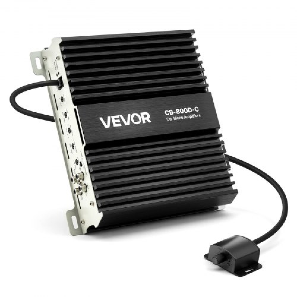 Ενισχυτής αυτοκινήτου VEVOR Monoblock, 800W RMS MAX, 1/2/4 Ohm Stable, Ενισχυτής ήχου αυτοκινήτου κατηγορίας D 1 καναλιού με απομακρυσμένο έλεγχο επιπέδου υπογούφερ, φίλτρο χαμηλής διέλευσης, ενίσχυση μπάσων & μετατόπιση φάσης, ελεγκτής έντασης ήχου