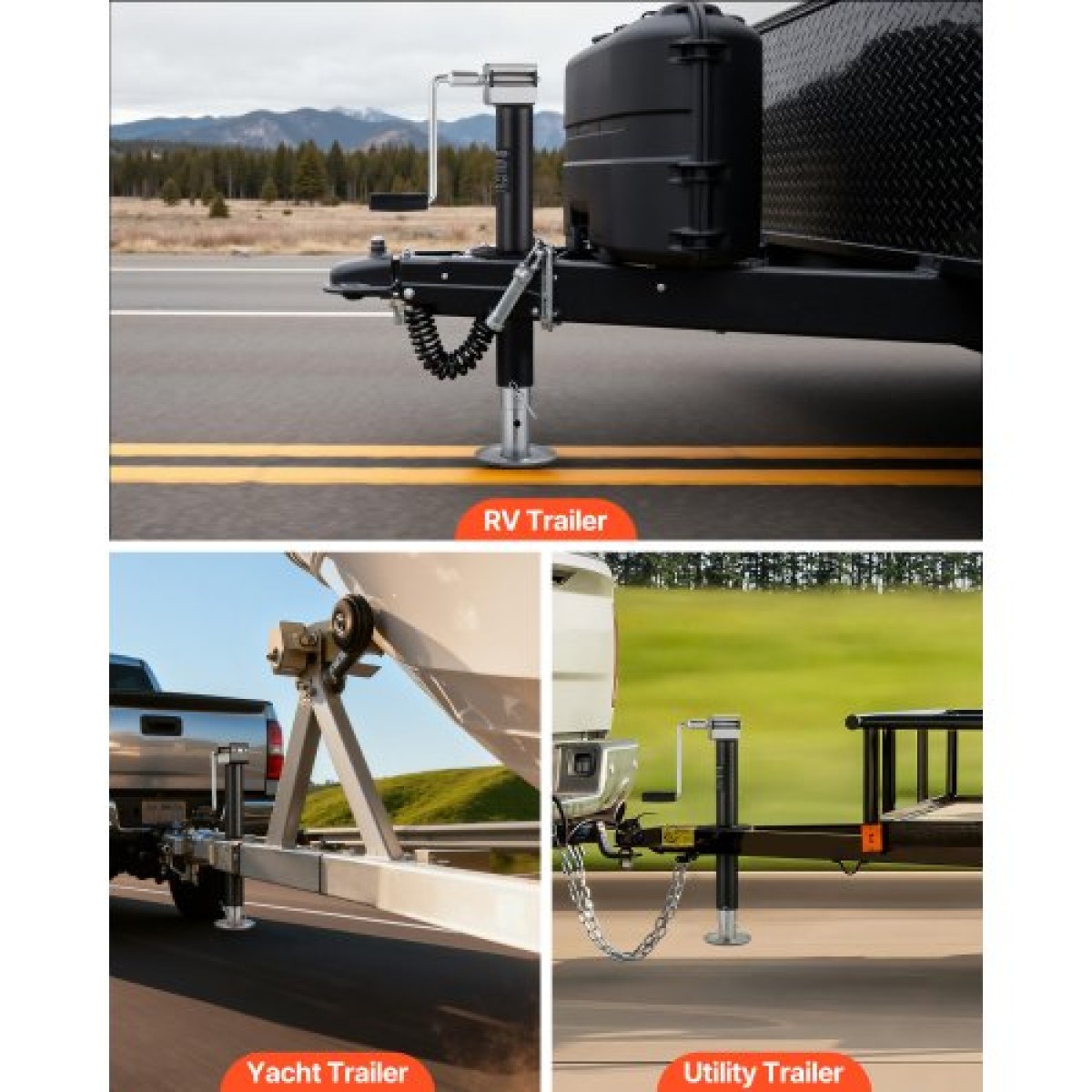 VEVOR 2267 kg A-Frame Trailer Jack, 381 mm Vertical Travel, Trailer Lift Jack with Adjustable 7-Level Drop Leg & Drill Socket, Cordless Drill Συμβατό, Κατάλληλο για RV, Utility, Yacht Trailers