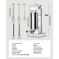 VEVOR Manual Sausage Stuffer, 33 LBS / 15 L Vertical Meat Stuffer, Heavy Duty Case Sausage Meat Stuffing Machine, Γεμιστικό από ανοξείδωτο χάλυβα διπλής ταχύτητας με 5 σωλήνες πλήρωσης, για εμπορική και οικιακή χρήση
