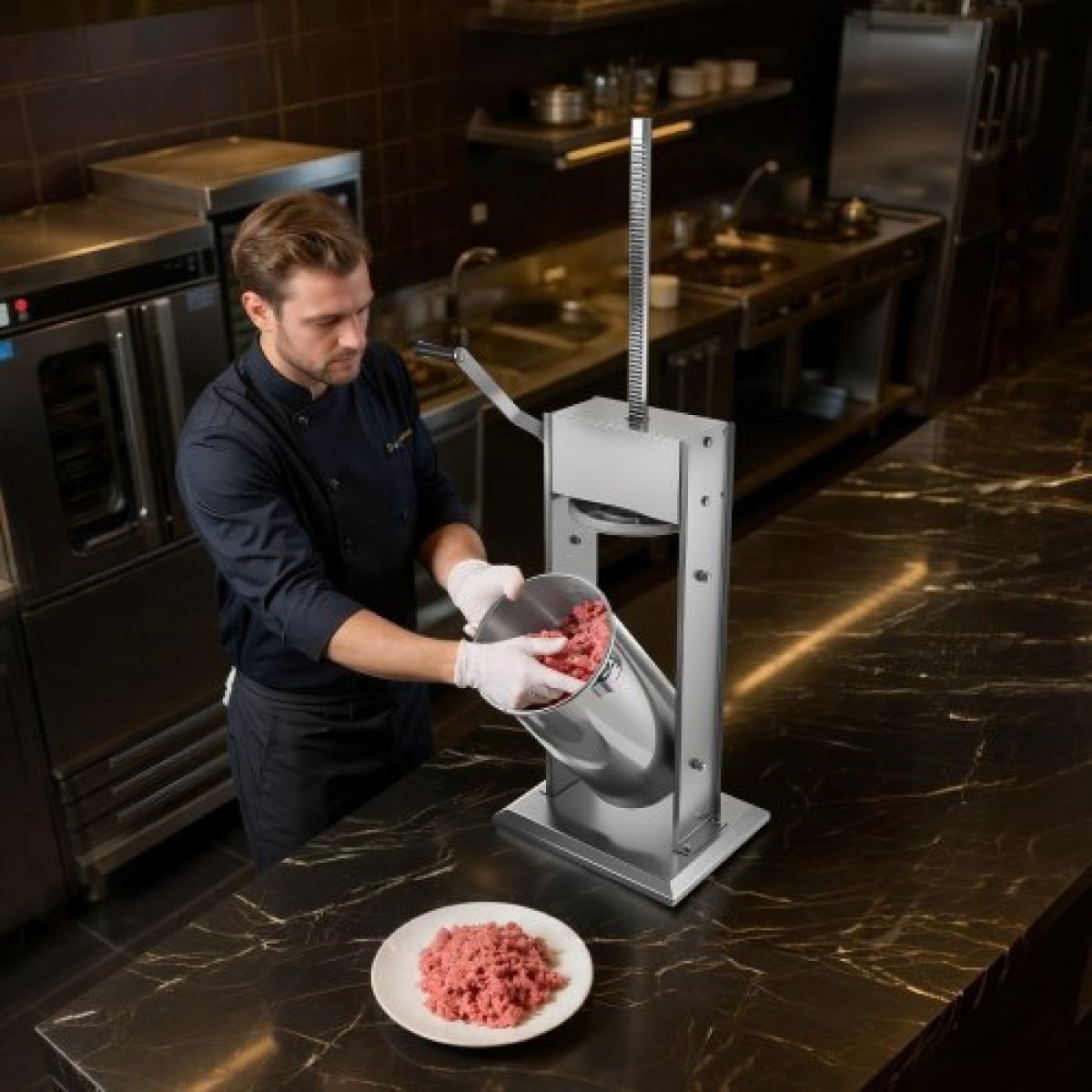VEVOR Manual Sausage Stuffer, 33 LBS / 15 L Vertical Meat Stuffer, Heavy Duty Case Sausage Meat Stuffing Machine, Γεμιστικό από ανοξείδωτο χάλυβα διπλής ταχύτητας με 5 σωλήνες πλήρωσης, για εμπορική και οικιακή χρήση