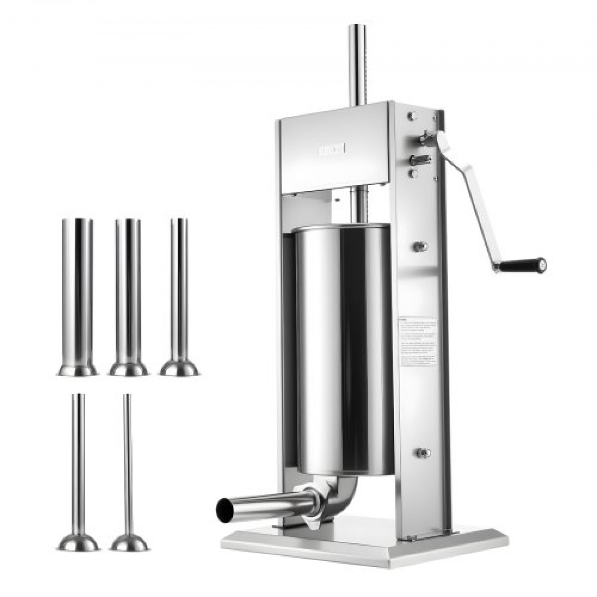 VEVOR Manual Sausage Stuffer, 33 LBS / 15 L Vertical Meat Stuffer, Heavy Duty Case Sausage Meat Stuffing Machine, Γεμιστικό από ανοξείδωτο χάλυβα διπλής ταχύτητας με 5 σωλήνες πλήρωσης, για εμπορική και οικιακή χρήση