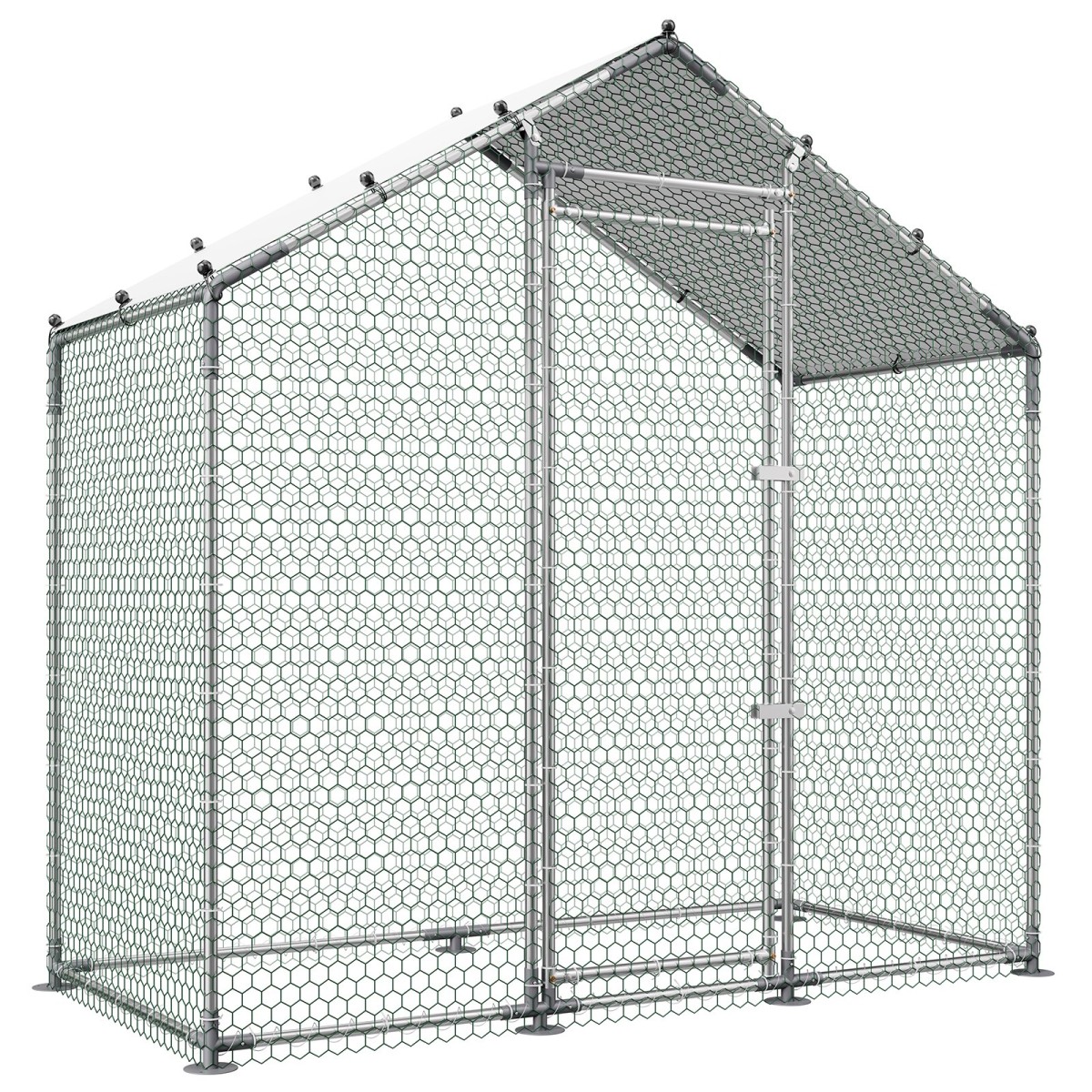 VEVOR Large Metal Chicken Coop, 2 x 1 x 2 m, Walk-in Chicken Run House με αδιάβροχο κάλυμμα & στιβαρό σκελετό, Spire Roof Poultry Cage Duck Stre for Rabbit Hen Goose Outdoor Backyard Farm Use