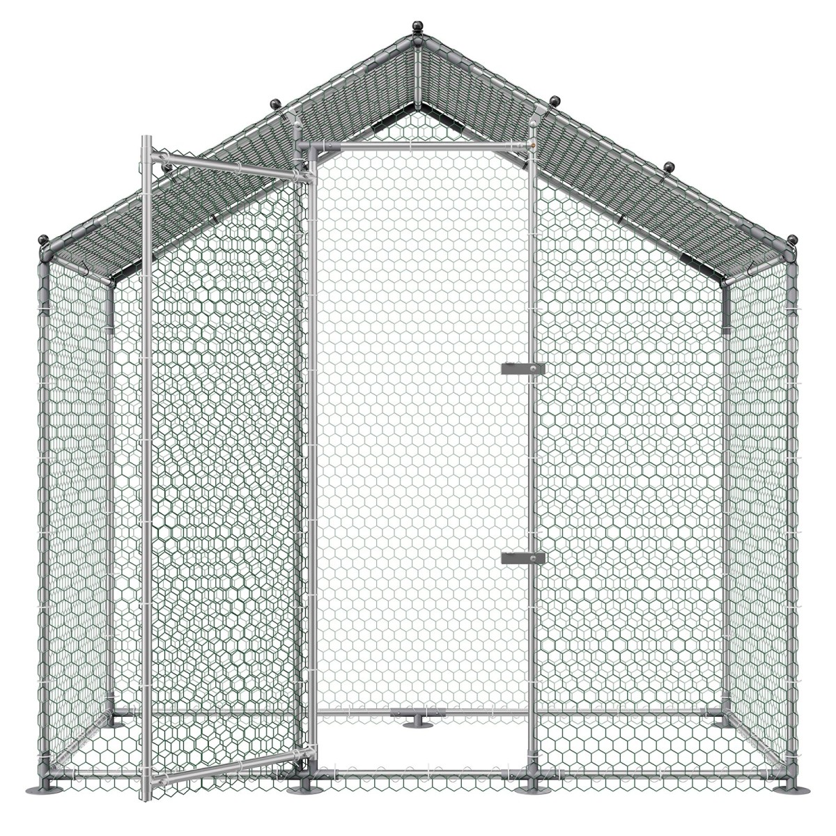 VEVOR Large Metal Chicken Coop, 2 x 1 x 2 m, Walk-in Chicken Run House με αδιάβροχο κάλυμμα & στιβαρό σκελετό, Spire Roof Poultry Cage Duck Stre for Rabbit Hen Goose Outdoor Backyard Farm Use