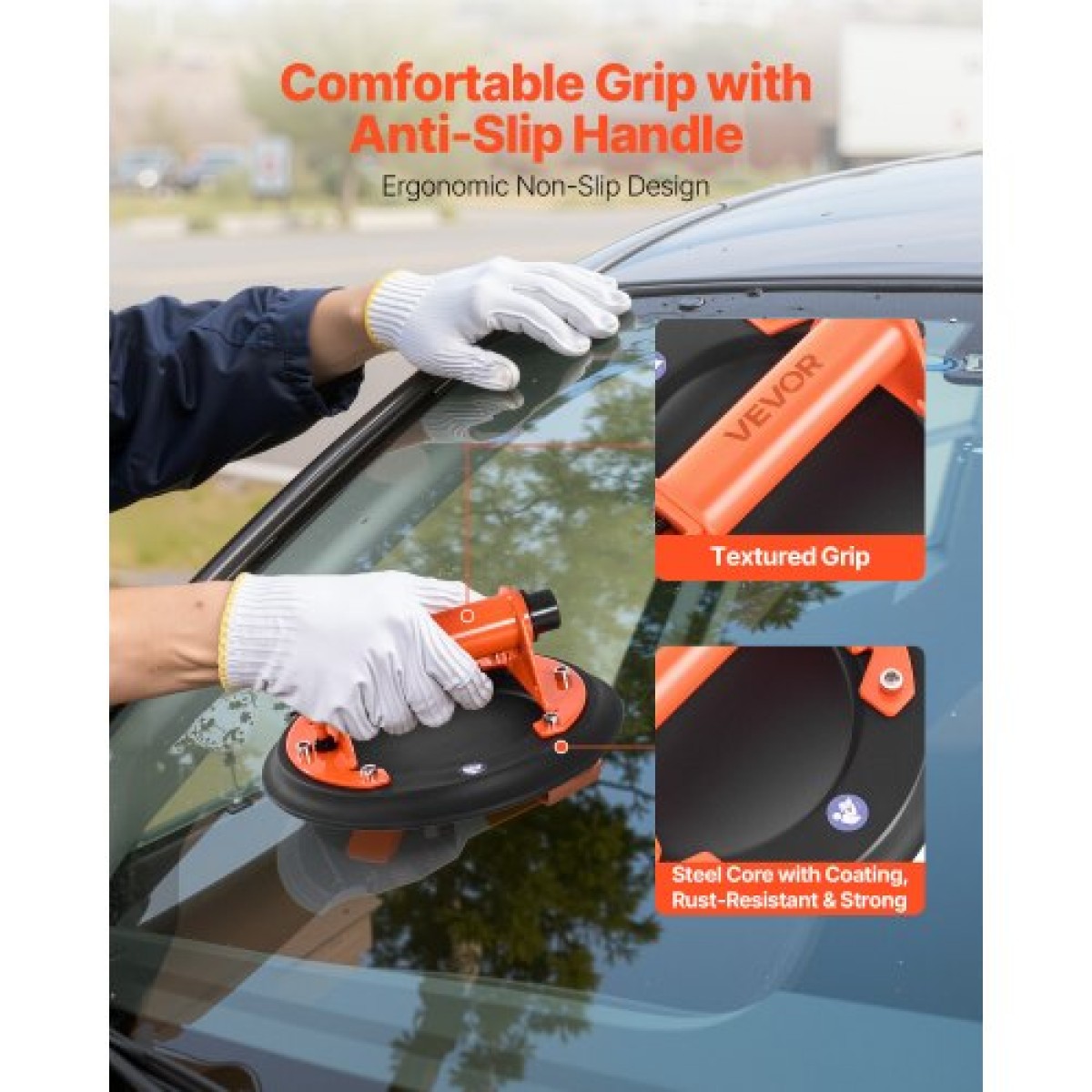Βεντούζα VEVOR Vacuum, 203 mm Vacuum Glass Lifter με Μεταλλική Λαβή, Μέγιστη Ανυψωτική ικανότητα 195 kg Εργαλείο βεντούζας πλακιδίων με θήκη μεταφοράς για ανύψωση μεγάλων πλακιδίων, γρανίτη, γυψοσανίδα, παράθυρα (2-συσκευασία)