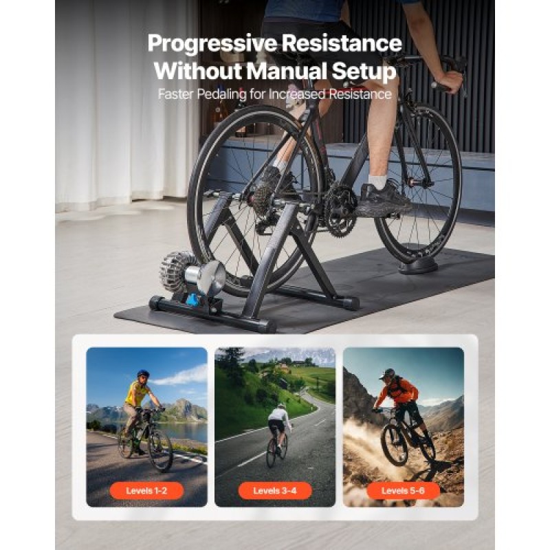 VEVOR Bike Trainer, 660,4-736,6 mm & 700C Wheels, Πτυσσόμενη βάση Fluid Bicycle Stationary Trainer για ιππασία σε εσωτερικό χώρο με σουβλάκι γρήγορης απελευθέρωσης & μπλοκ μπροστινού τροχού, ταιριάζει σε ποδήλατα δρόμου, μαύρο