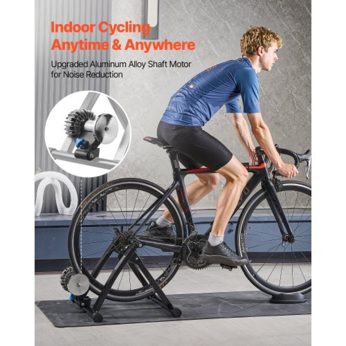 VEVOR Bike Trainer, 660,4-736,6 mm & 700C Wheels, Πτυσσόμενη βάση Fluid Bicycle Stationary Trainer για ιππασία σε εσωτερικό χώρο με σουβλάκι γρήγορης απελευθέρωσης & μπλοκ μπροστινού τροχού, ταιριάζει σε ποδήλατα δρόμου, μαύρο