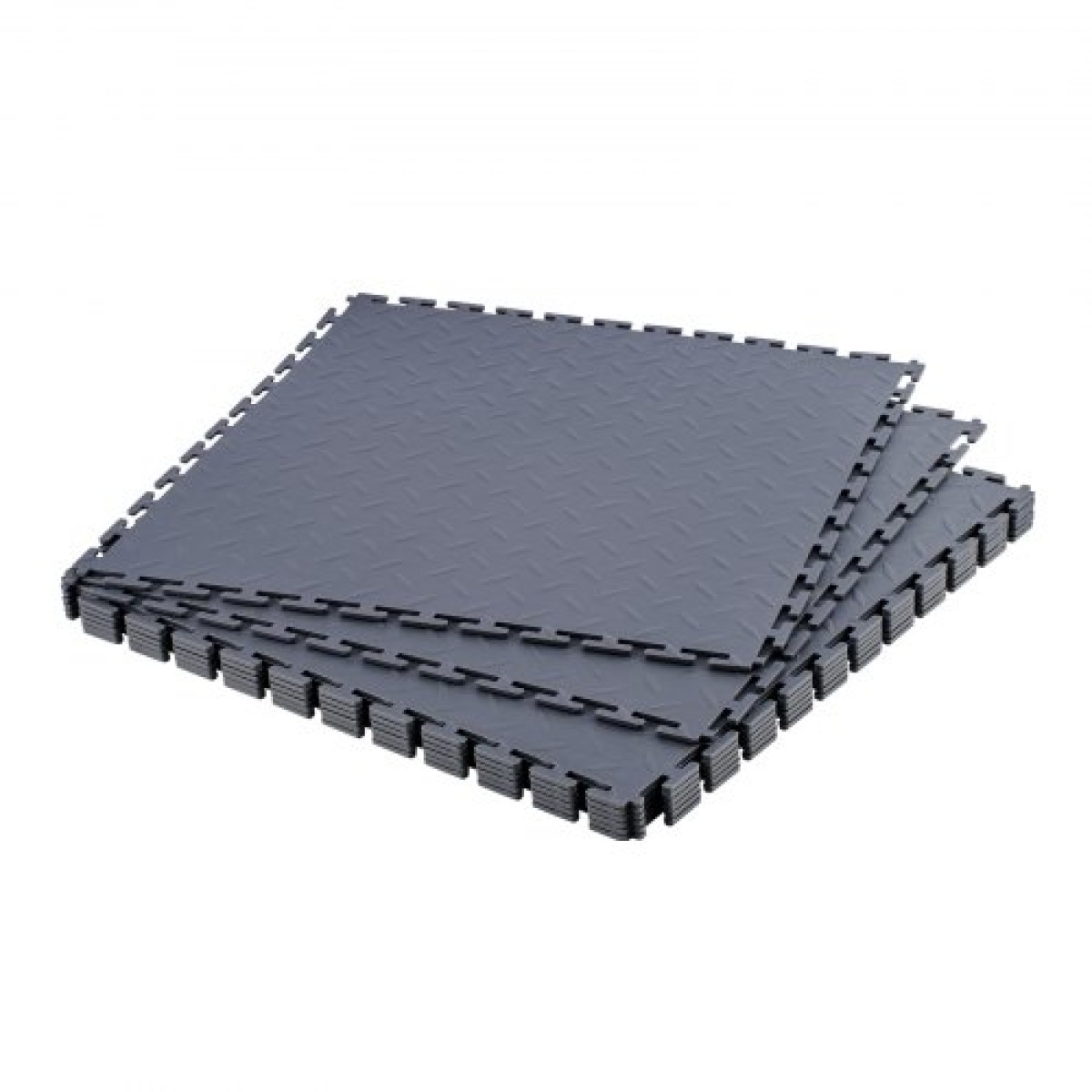 VEVOR Πλακάκια δαπέδου γκαράζ Interlocking, 8 Pack 513 x 513 x 5 mm Interlocking Modular Floor Garage Galage Poss, Diamond Plate Αντιολισθητικά χαλάκια PVC για εργαστήριο, Αποθήκη, Εργαλειοθήκη, Γκρι γραφίτη