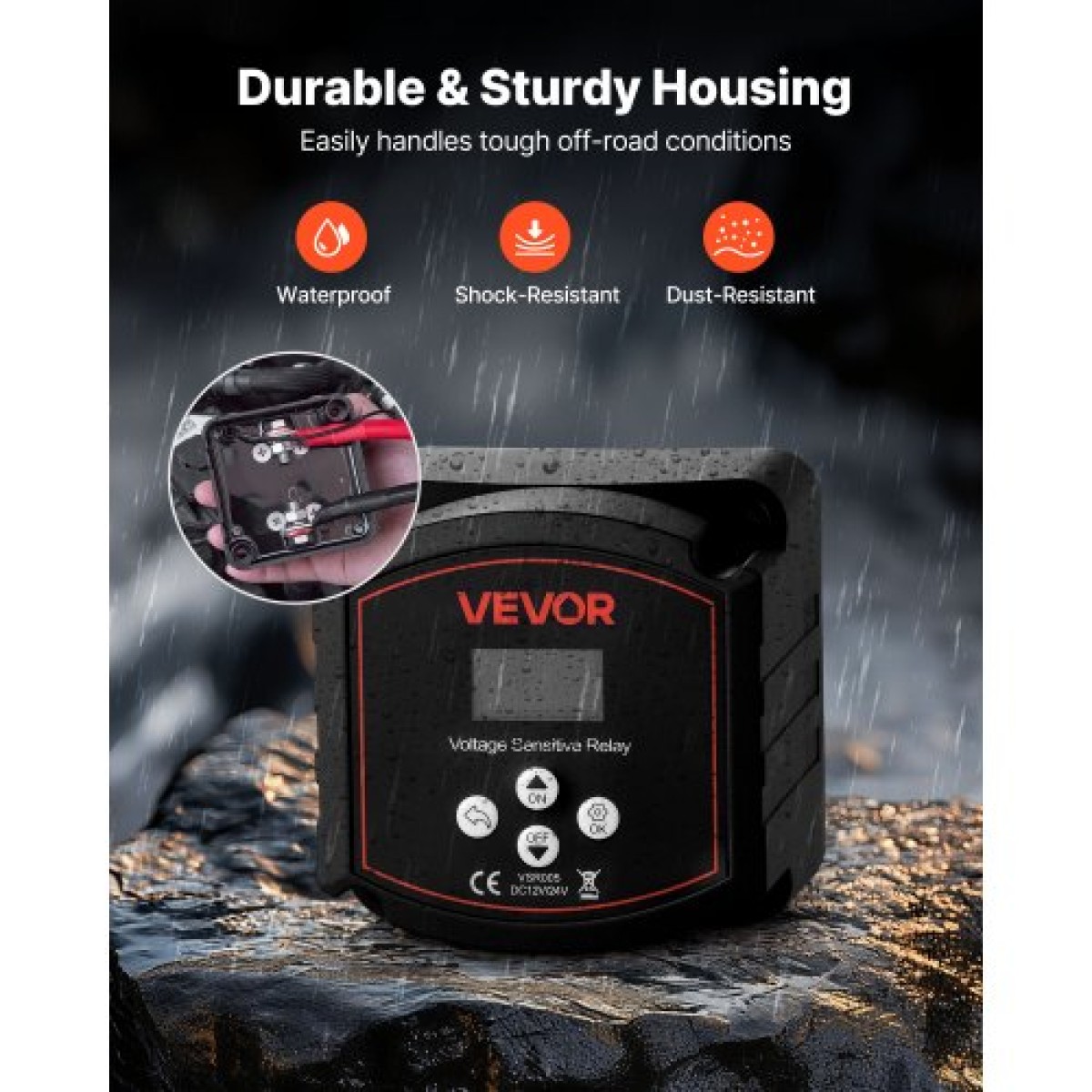 VEVOR Dual Battery Isolator, 12V 300 Amp, χειροκίνητο και αυτόματο VSR Voltage Sensitive Relay με οθόνη LCD, Smart Battery Isolator για μπαταρίες λιθίου και μολύβδου, για φορτηγό αυτοκινήτου RV UTV ATV Boat