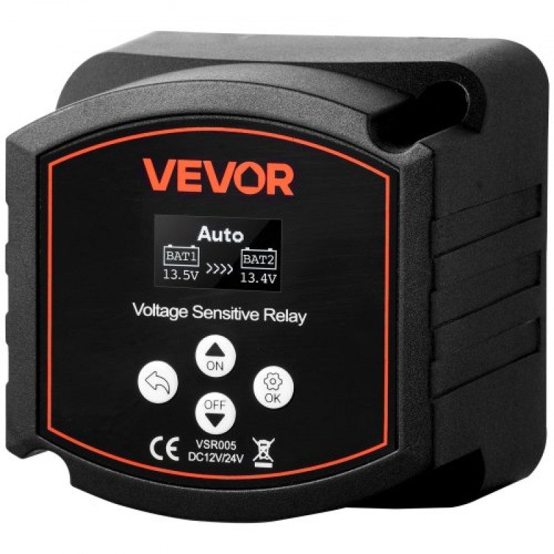 VEVOR Dual Battery Isolator, 12V 300 Amp, χειροκίνητο και αυτόματο VSR Voltage Sensitive Relay με οθόνη LCD, Smart Battery Isolator για μπαταρίες λιθίου και μολύβδου, για φορτηγό αυτοκινήτου RV UTV ATV Boat