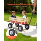 VEVOR Pull-Along Βαγόνι για παιδιά, Βαγόνια για νήπια 101 εκ. με ξύλινα πάνελ και λαβή, που υποστηρίζει έως 150 κιλά, Δώρο γενεθλίων για Παιδική Παραλία Κηπουρικής, Παντός εδάφους, καροτσάκι βαγόνι παντός εδάφους, κόκκινο