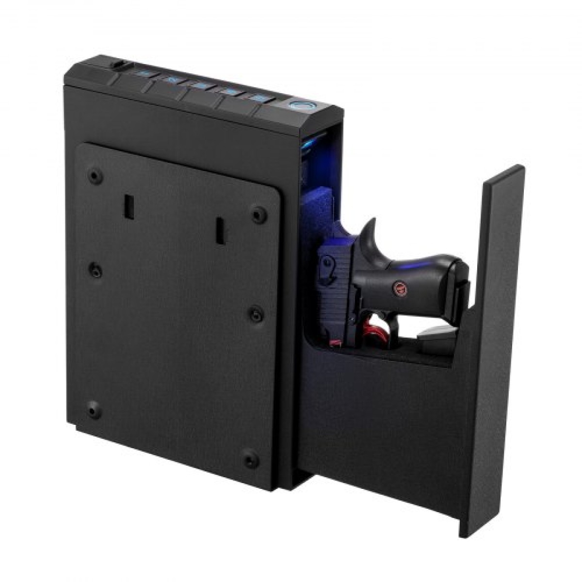 Χρηματοκιβώτιο VEVOR Gun Safe, Slider Handgun Gun χρηματοκιβώτιο με δακτυλικό αποτύπωμα/κωδικό πρόσβασης/κλειδί, θήκη πυροβόλων όπλων γρήγορης πρόσβασης 3 κατευθύνσεων με φωτισμό για 1 πιστόλι & γεμιστήρα, τοποθετημένο κουτί πιστολιού για κομοδίνο κομ