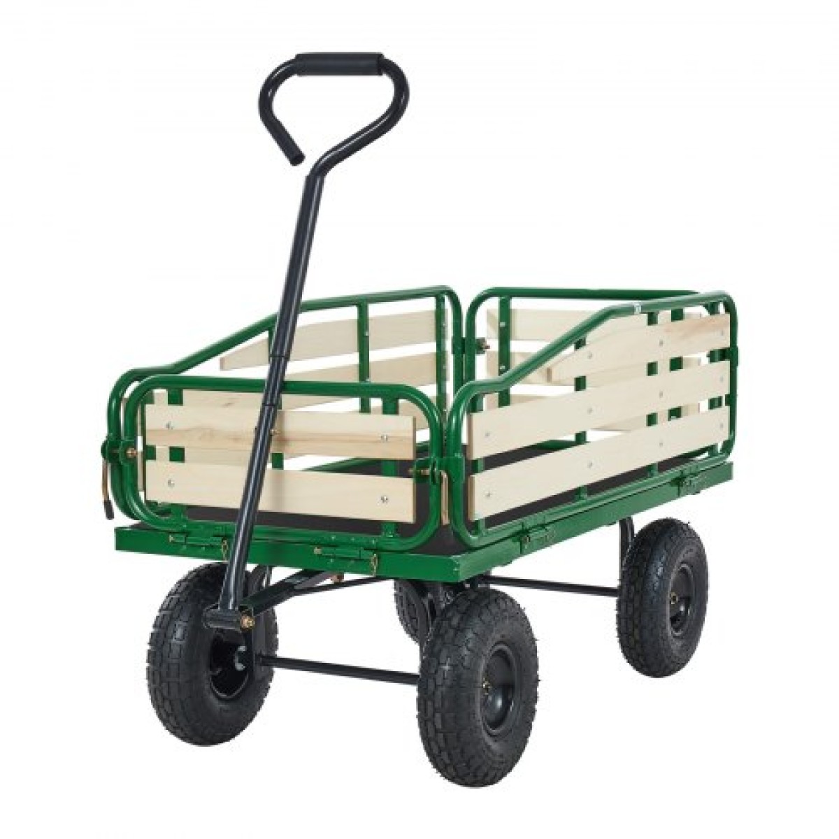 VEVOR Pull-Along Wagon για παιδιά, Βαγόνια νηπίων 101 cm με πτυσσόμενο ξύλινο πάνελ και λαβή, υποστηρίζει ελαστικά παντός εδάφους έως 250 kg, 25,4 cm, Δώρο γενεθλίων για παιδικό καρότσι για παιδική κηπουρική