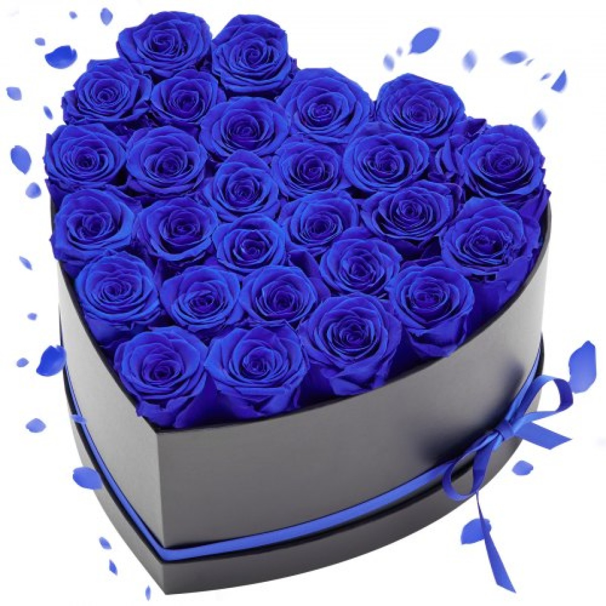 VEVOR Forever Flowers, 27 διατηρημένα τριαντάφυλλα σε κουτί σε σχήμα καρδιάς, Αιώνια λουλούδια Αθάνατη ανθοδέσμη Δώρο γενεθλίων για γυναίκες Μητέρες της γυναίκας της, επέτειος, ημέρα του Αγίου Βαλεντίνου, Χριστούγεννα, Βασιλικό Μπλε