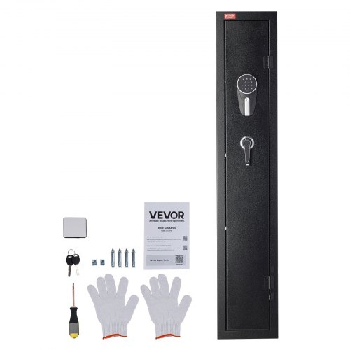 Θήκη τυφεκίου VEVOR Gun Safe, βαρέως τύπου χαλύβδινο ντουλάπι ψυχρής έλασης με ψηφιακό πληκτρολόγιο & κλειδί, μεγάλο μακρύ ντουλάπι όπλων με γεμιστήρα και φωτισμό LED, ρυθμιζόμενο για τουφέκια, πιστόλια, κυνηγετικό όπλο (Απαιτείται συναρμολόγηση)