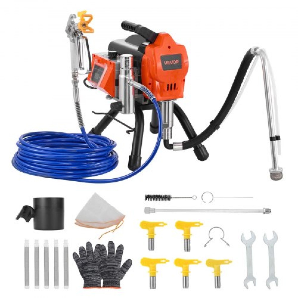 Ψεκαστήρας βαφής VEVOR Stand Airless, 1500W, 3300PSI Ψεκαστήρας χωρίς αέρα υψηλής πίεσης, Βούρτσα καθαρισμού, σωλήνας, ράβδος επέκτασης, ακροφύσια, Ηλεκτρική μηχανή ψεκασμού βαφής για μεγάλα διαμερίσματα, κτίρια εργοστασίων