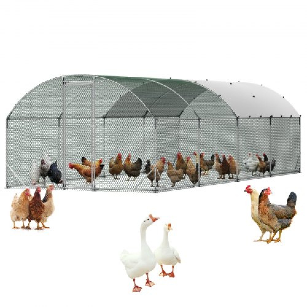 VEVOR Large Metal Chicken Coop, 2,7 x 7,6 x 2 m, Walk-in Chicken Run House με αδιάβροχο κάλυμμα & στιβαρό σκελετό, Dome Roof Poultry Cage Duck Stand for Rabbit Hen Goose Duck Outdoor Backyard Farm Χρήση
