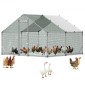 VEVOR Large Metal Chicken Coop, 3 x 3 x 2 m, Walk-in Chicken Run House με αδιάβροχο κάλυμμα και στιβαρό σκελετό, στυλό πάπιας κλουβιού πουλερικών Spire Roof για κουνέλι κοτέτσι, πάπια χήνας, εξωτερική χρήση σε φάρμα πίσω αυλής