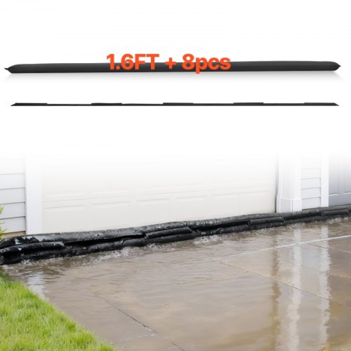 VEVOR Flood Barrier, 8 Pack, 480 x 435 mm Flood Bags Activated by Water, επαναχρησιμοποιήσιμο φράγμα απορρόφησης νερού, απόφραξη σακουλών άμμου χωρίς άμμο, σάκοι πρόληψης πλημμύρας για σπίτι, πόρτα, υπόγειο, γκαράζ