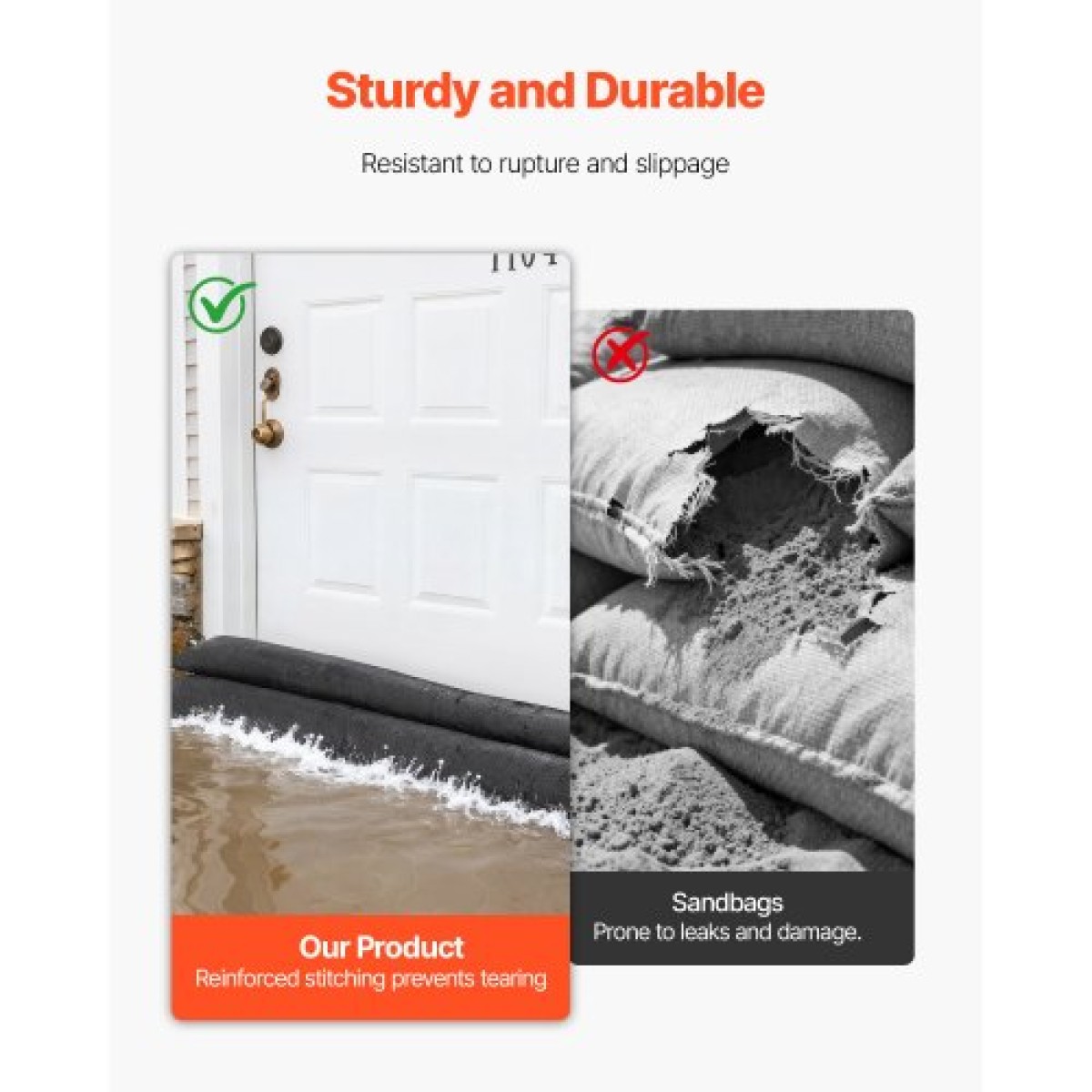 VEVOR Flood Barrier, 8 Pack, 480 x 435 mm Flood Bags Activated by Water, επαναχρησιμοποιήσιμο φράγμα απορρόφησης νερού, απόφραξη σακουλών άμμου χωρίς άμμο, σάκοι πρόληψης πλημμύρας για σπίτι, πόρτα, υπόγειο, γκαράζ