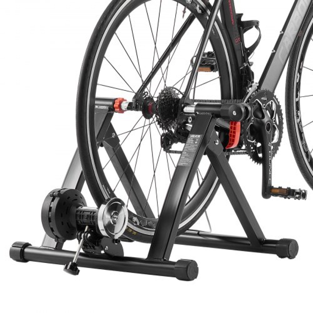 VEVOR Bike Trainer, Αντίσταση 6 Επιπέδων, Τροχοί 660,4-736,6 mm & 700C, Πτυσσόμενη μαγνητική σταθερή βάση ποδηλάτου για ιππασία άσκησης σε εσωτερικούς χώρους με σουβλάκι γρήγορης απελευθέρωσης & μπλοκ ανύψωσης μπροστινού τροχού, μαύρο