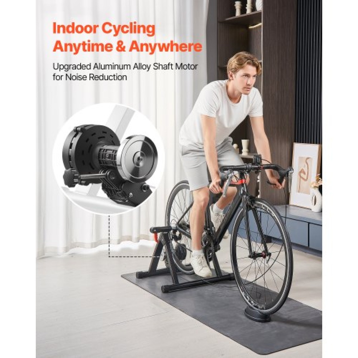 VEVOR Bike Trainer, Αντίσταση 6 Επιπέδων, Τροχοί 660,4-736,6 mm & 700C, Πτυσσόμενη μαγνητική σταθερή βάση ποδηλάτου για ιππασία άσκησης σε εσωτερικούς χώρους με σουβλάκι γρήγορης απελευθέρωσης & μπλοκ ανύψωσης μπροστινού τροχού, μαύρο