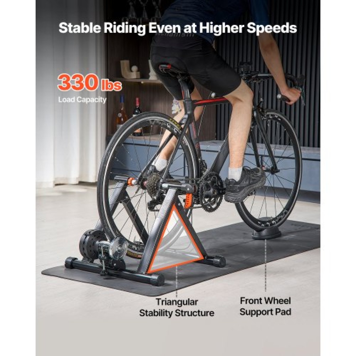VEVOR Bike Trainer, Αντίσταση 6 Επιπέδων, Τροχοί 660,4-736,6 mm & 700C, Πτυσσόμενη μαγνητική σταθερή βάση ποδηλάτου για ιππασία άσκησης σε εσωτερικούς χώρους με σουβλάκι γρήγορης απελευθέρωσης & μπλοκ ανύψωσης μπροστινού τροχού, μαύρο