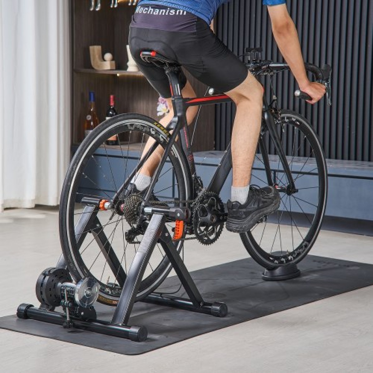 VEVOR Bike Trainer, Αντίσταση 6 Επιπέδων, Τροχοί 660,4-736,6 mm & 700C, Πτυσσόμενη μαγνητική σταθερή βάση ποδηλάτου για ιππασία άσκησης σε εσωτερικούς χώρους με σουβλάκι γρήγορης απελευθέρωσης & μπλοκ ανύψωσης μπροστινού τροχού, μαύρο