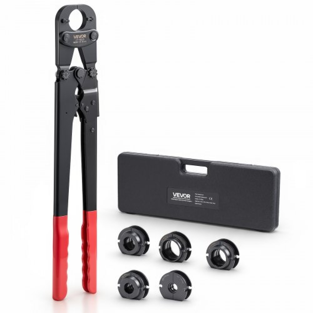 VEVOR Pipe Crimping Tool Kit, PEX & Aluminum-Plastic Tube Crimper with TH12 TH16 TH20 TH26 TH32 Jaws & Bendable Handle, Compact Single-Port Crimper with Storage Case for Piping Repairs & Installation