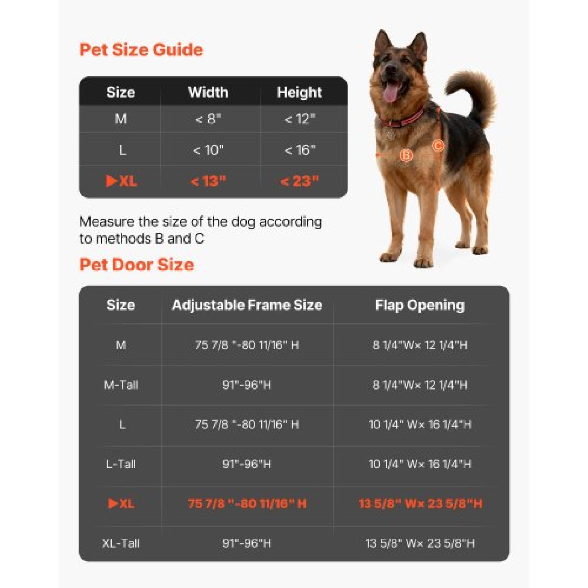 VEVOR Dog Dog Poor for Sliding Glass Door, 2311-2439 mm Ρυθμιζόμενο Ύψος, Σκελετός από κράμα αλουμινίου με μεταλλικούς περιστρεφόμενους μεντεσέδες, Σχέδιο ασφαλούς κλειδαριάς, 346 x 600 mm πτερύγιο, συρόμενη γυάλινη πόρτα για κατοικίδια για ενοικιαστές