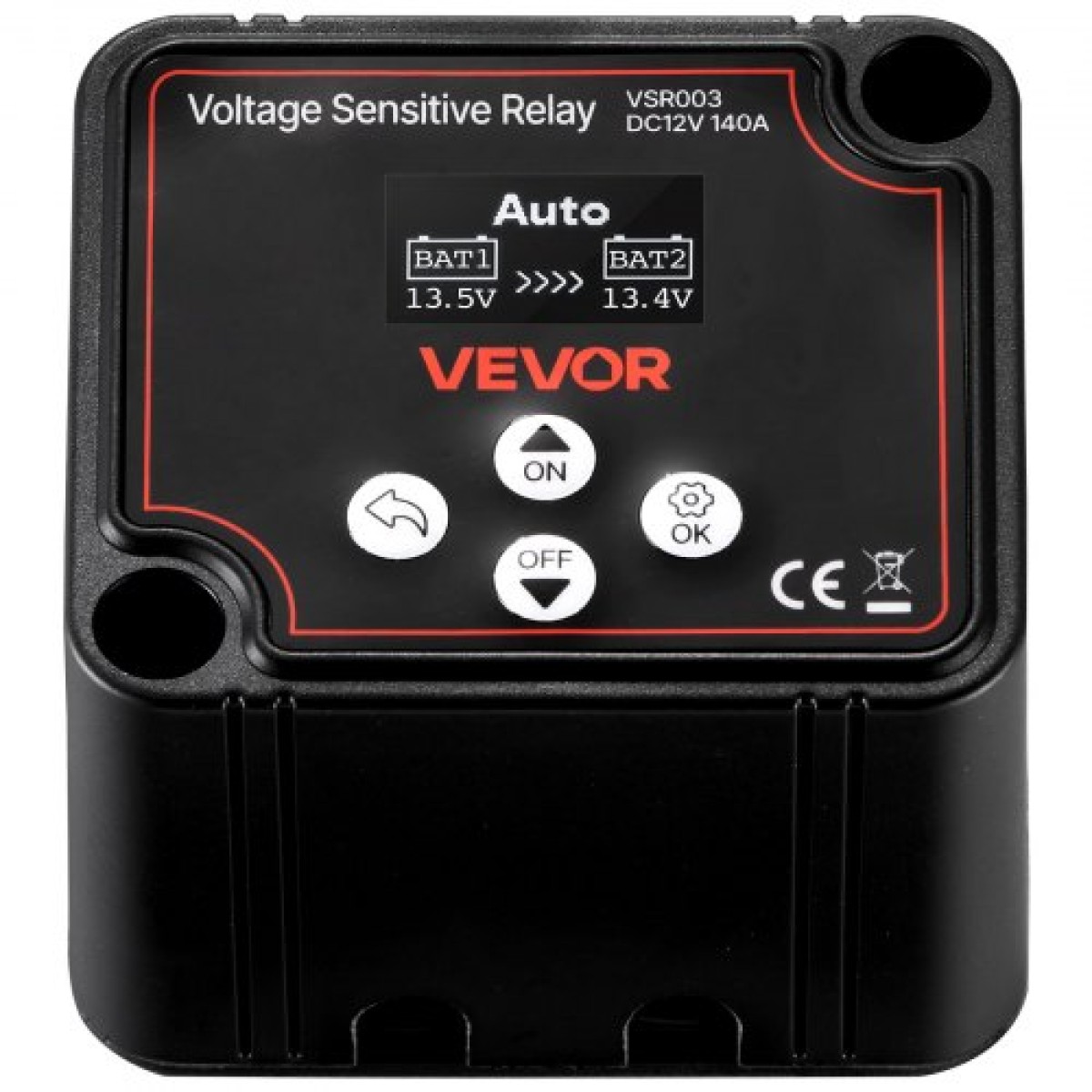 VEVOR Dual Battery Isolator, 12V 140 Amp, χειροκίνητο και αυτόματο VSR Voltage Sensitive Relay με οθόνη LCD, Smart Battery Isolator για μπαταρίες λιθίου και μολύβδου, για φορτηγό αυτοκινήτου RV UTV ATV Boat