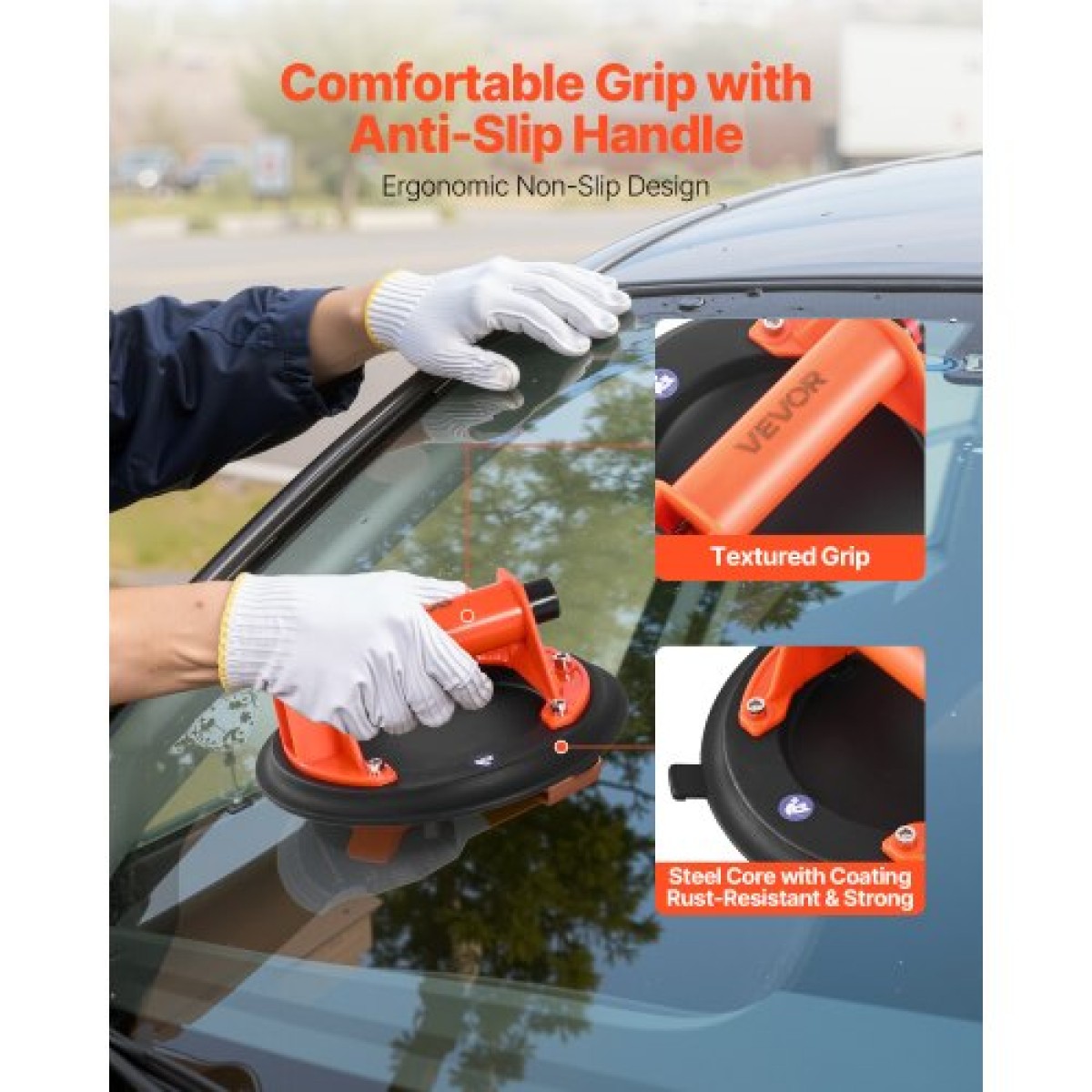 Βεντούζα VEVOR Vacuum, 203 mm Vacuum Glass Lifter με λαβή ABS, Μέγιστη ανυψωτική ικανότητα 180 kg Εργαλείο βεντούζας πλακιδίων με θήκη μεταφοράς για ανύψωση μεγάλων πλακιδίων, γρανίτη, γυψοσανίδα, παράθυρα (2-συσκευασία)