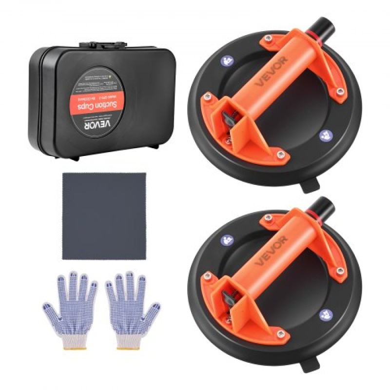 Βεντούζα VEVOR Vacuum, 203 mm Vacuum Glass Lifter με λαβή ABS, Μέγιστη ανυψωτική ικανότητα 180 kg Εργαλείο βεντούζας πλακιδίων με θήκη μεταφοράς για ανύψωση μεγάλων πλακιδίων, γρανίτη, γυψοσανίδα, παράθυρα (2-συσκευασία)