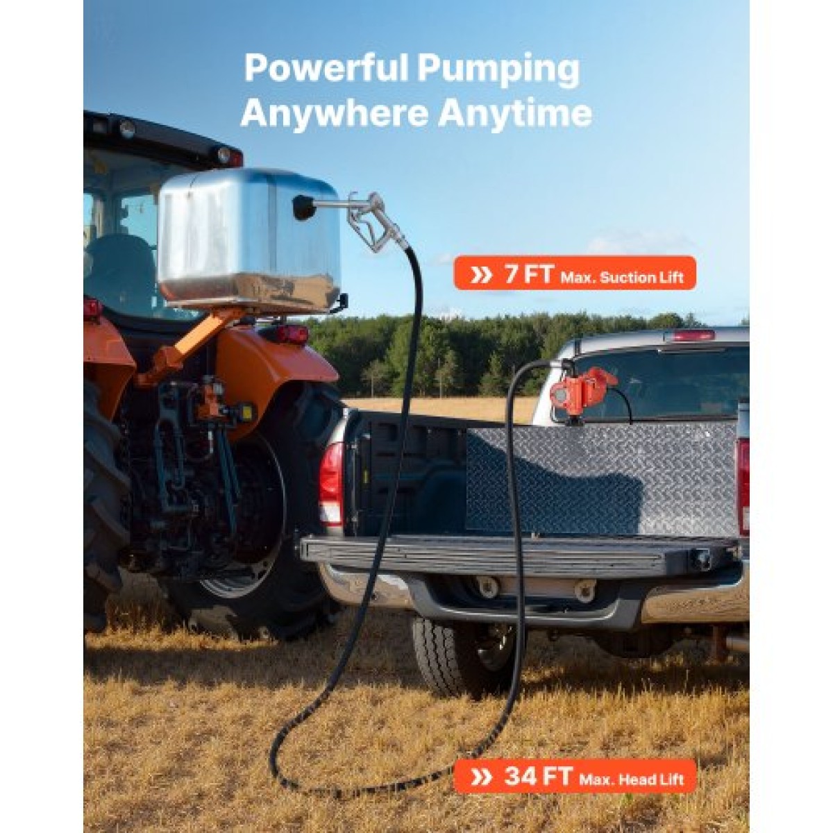 Αντλία μεταφοράς καυσίμου VEVOR, 12V DC 57 L/min, Κιτ αντλίας μεταφοράς ντίζελ από χυτοσίδηρο, με χειροκίνητο ακροφύσιο, σωλήνας εκκένωσης, προστασία υπερθέρμανσης, καλώδιο τροφοδοσίας, αντιεκρηκτικό, για βενζίνη, ντίζελ, κηροζίνη