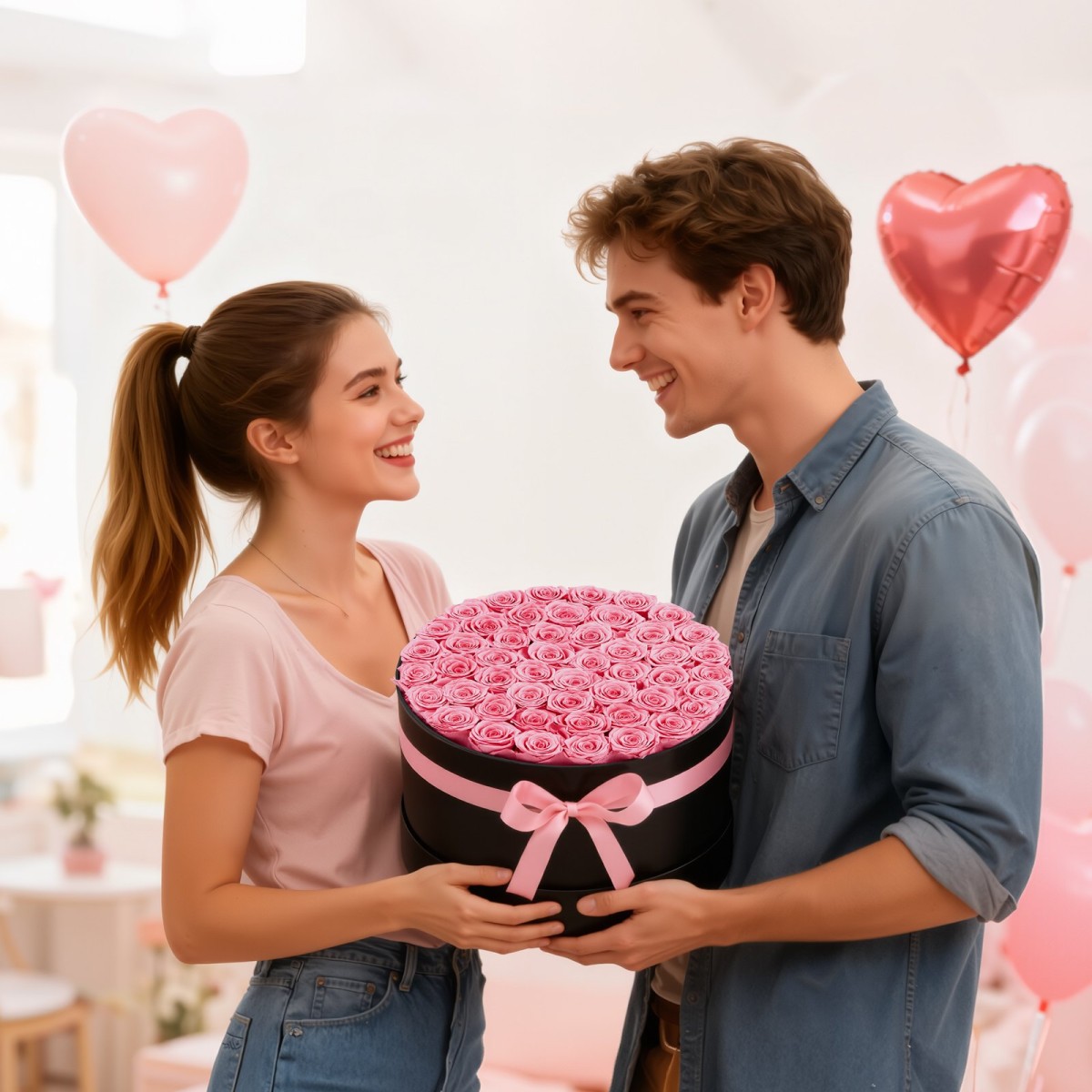 VEVOR Forever Flowers, 50 Conserved Roses in a Box, Eternal Flowers Immortal Bouquet Δώρο γενεθλίων για παράδοση Prime Women Her Wife Mothers, Επέτειος, Ημέρα του Αγίου Βαλεντίνου, Χριστούγεννα, Γλυκό ροζ