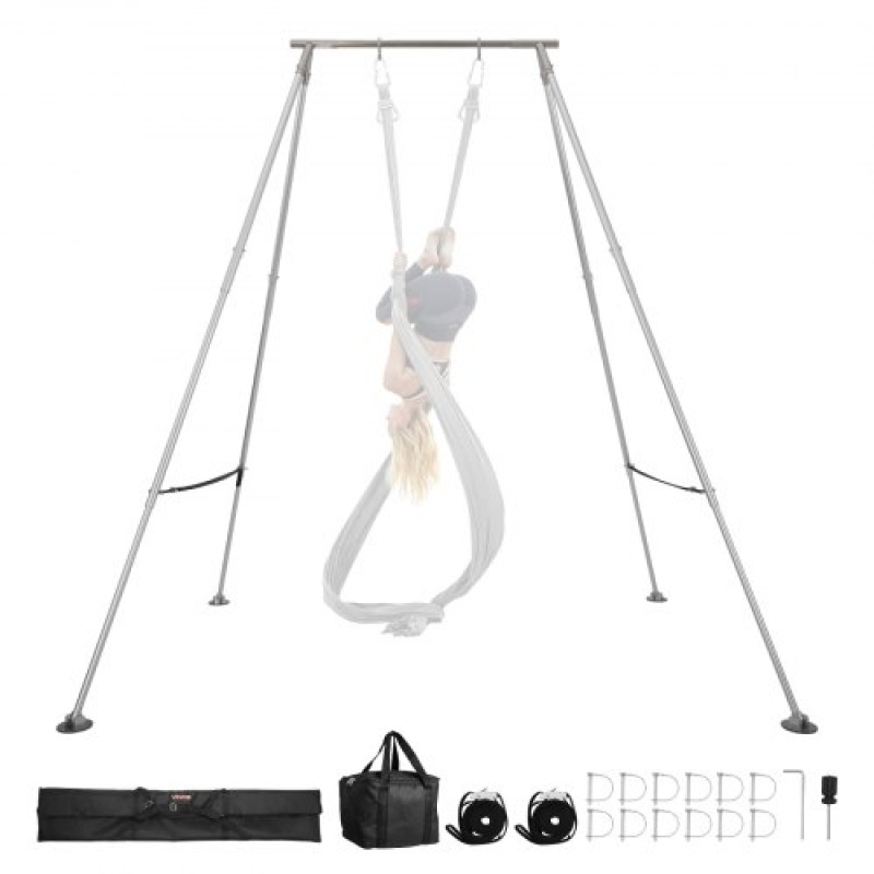 Πλαίσιο VEVOR Yoga Stand, Max 140,6 kg Load Swing Stand, Τριγωνική δομή Pull Up Stand, Εναέριες μεταξωτές βάσεις με ρυθμιζόμενο ύψος & πόδια πλαισίου αλουμινίου, μπάρα κορυφής από ανοξείδωτο χάλυβα