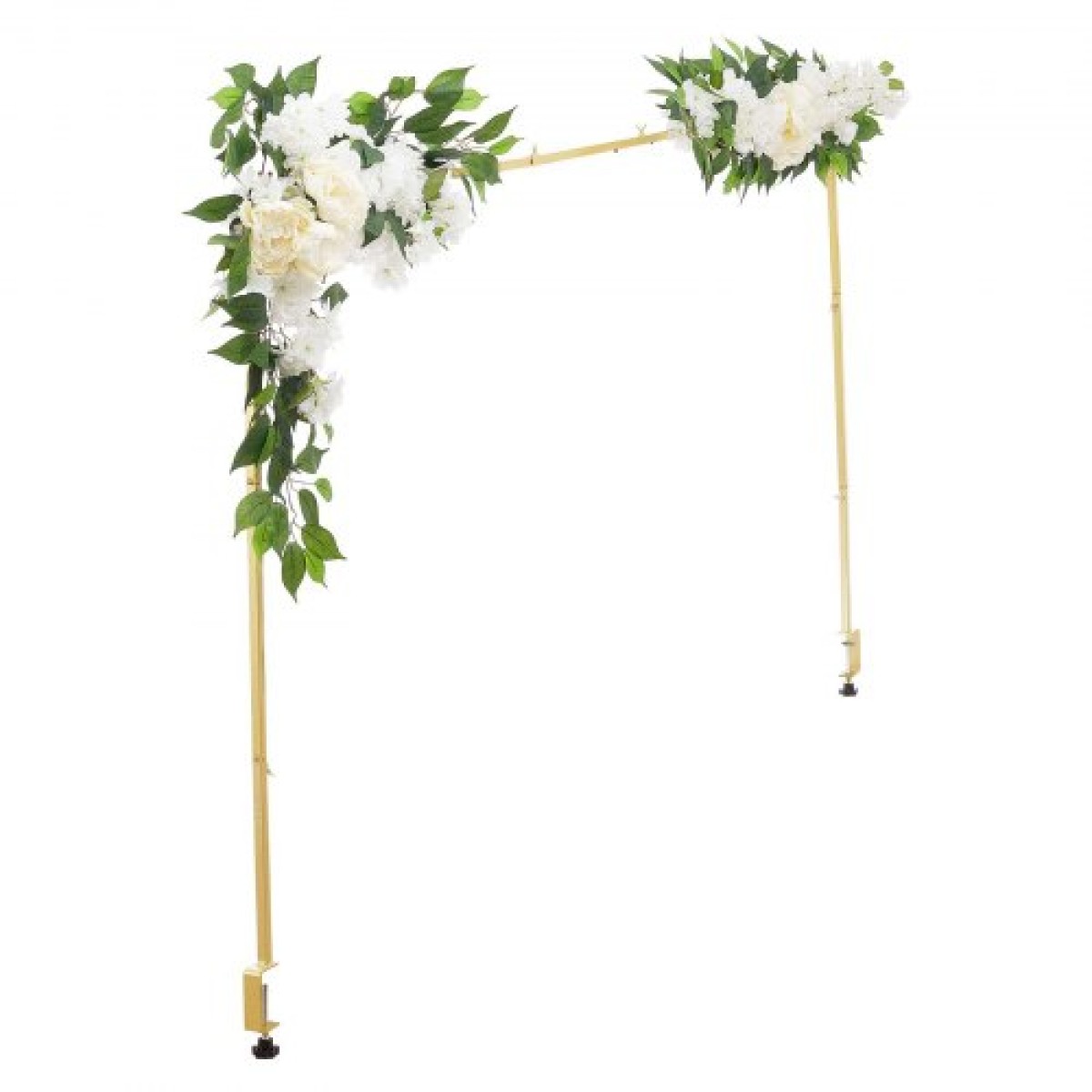 VEVOR Over the Table Rod Stand με σφιγκτήρες, Ρυθμιζόμενο Μήκος 71-249 cm & Ύψος 33-106 cm, Βάση Επιτραπέζιας Αψίδας με Floral Αξεσουάρ, Χρυσό Μπαλόνι Κορνίζα για Χριστουγεννιάτικο πάρτι γενεθλίων γάμου