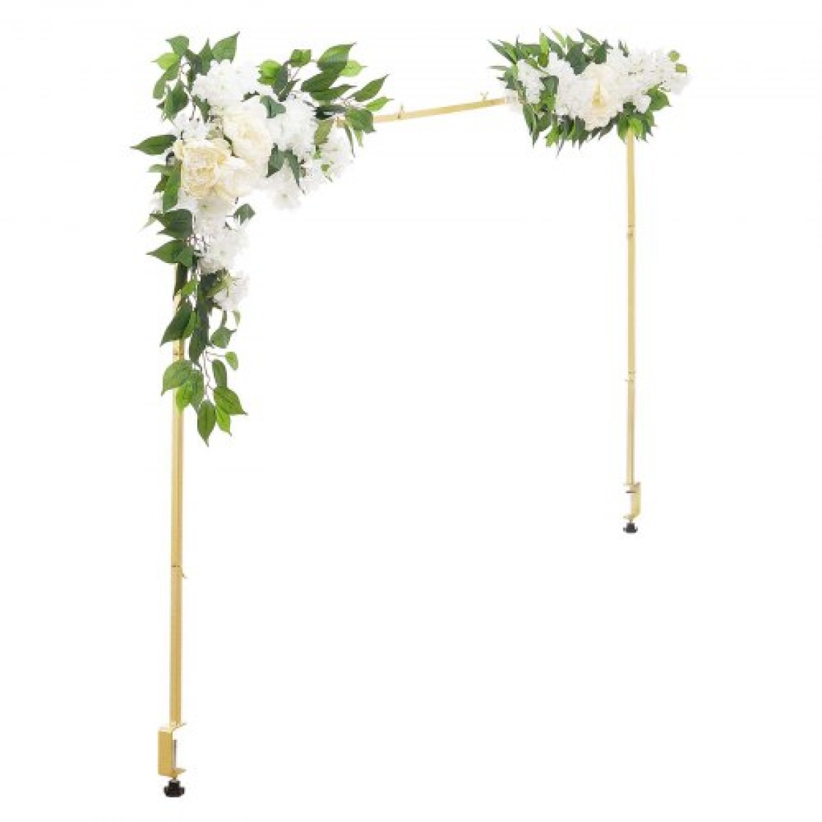 VEVOR Over the Table Rod Stand με σφιγκτήρες, Ρυθμιζόμενο Μήκος 71-249 cm & Ύψος 33-106 cm, Βάση Επιτραπέζιας Αψίδας με Floral Αξεσουάρ, Χρυσό Μπαλόνι Κορνίζα για Χριστουγεννιάτικο πάρτι γενεθλίων γάμου