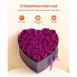 VEVOR Forever Flowers, 27 διατηρημένα τριαντάφυλλα σε κουτί σε σχήμα καρδιάς, Αιώνια λουλούδια Αθάνατη ανθοδέσμη Δώρο γενεθλίων για τις γυναίκες της γυναίκας της μητέρες, επέτειος, ημέρα του Αγίου Βαλεντίνου, Χριστούγεννα, Μωβ