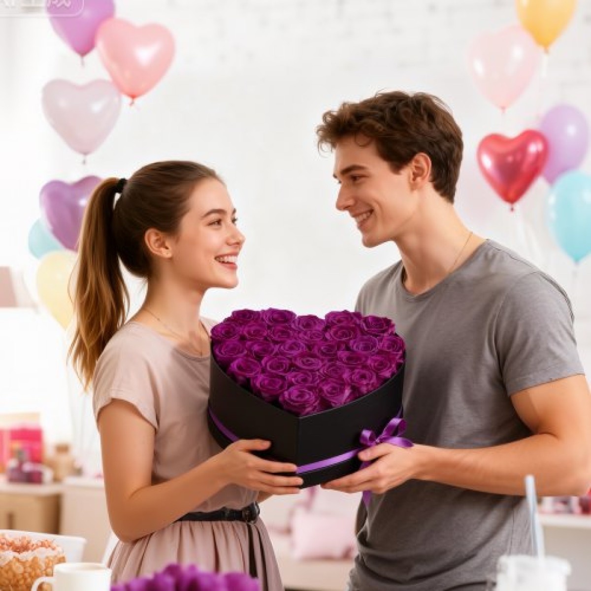 VEVOR Forever Flowers, 27 διατηρημένα τριαντάφυλλα σε κουτί σε σχήμα καρδιάς, Αιώνια λουλούδια Αθάνατη ανθοδέσμη Δώρο γενεθλίων για τις γυναίκες της γυναίκας της μητέρες, επέτειος, ημέρα του Αγίου Βαλεντίνου, Χριστούγεννα, Μωβ