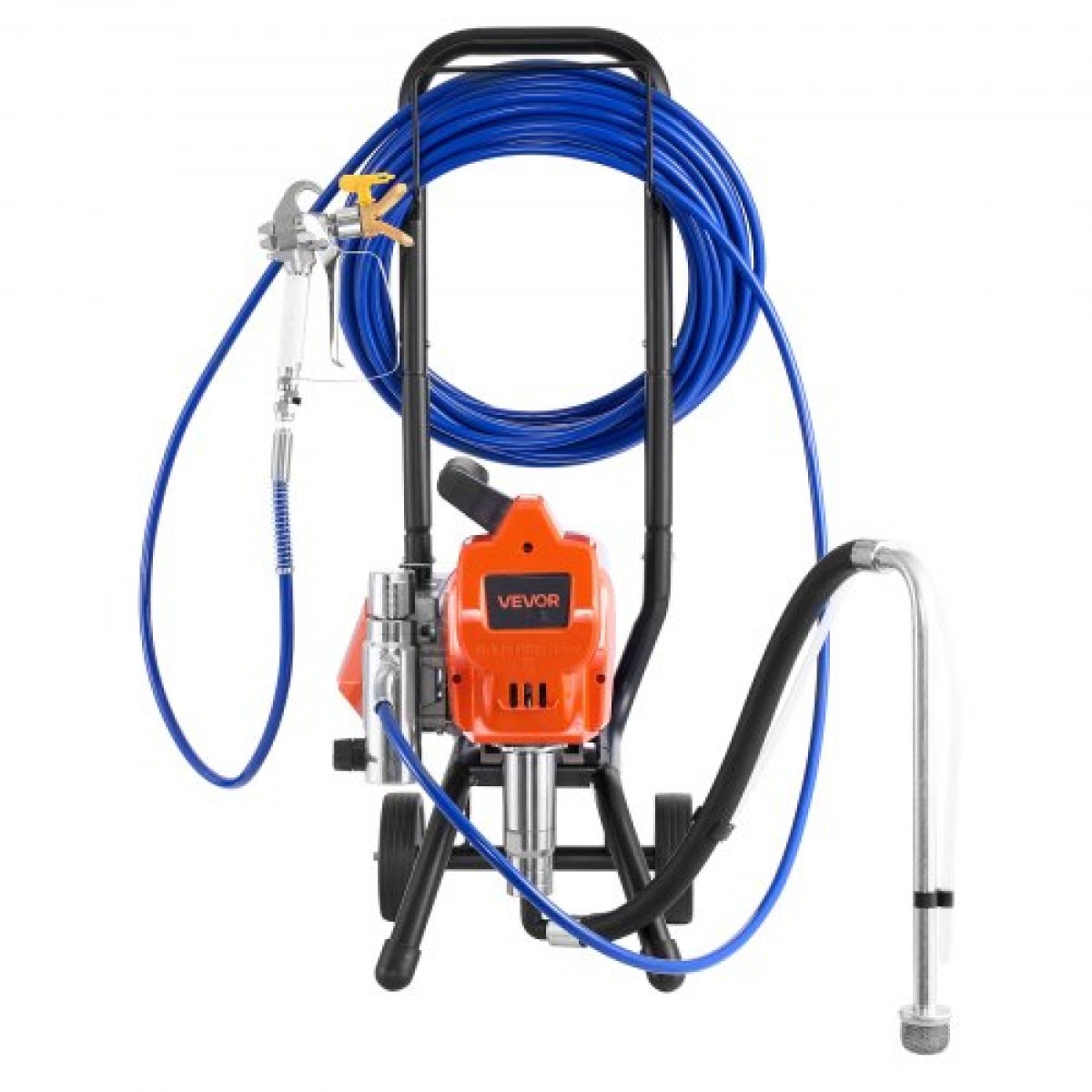 Ψεκαστήρας βαφής VEVOR Stand Airless, 1500W, 3300PSI Ψεκαστήρας χωρίς αέρα υψηλής πίεσης με καρότσι, βούρτσα καθαρισμού, σωλήνας, ράβδο προέκτασης, ακροφύσια, Ηλεκτρική μηχανή ψεκασμού βαφής για μεγάλα διαμερίσματα, κτίρια