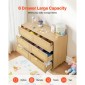 VEVOR 6 Συρταριέρα Rattan Dresser, Διπλό συρταριέρα για Υπνοδωμάτιο, Natural Rattan Συρταριέρα με μεταλλικές λαβές & πόδια, μοντέρνα ξύλινη συρταριέρα ρούχων & αποθήκευση για υπνοδωμάτιο, σαλόνι, διάδρομος