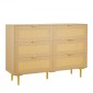 VEVOR 6 Συρταριέρα Rattan Dresser, Διπλό συρταριέρα για Υπνοδωμάτιο, Natural Rattan Συρταριέρα με μεταλλικές λαβές & πόδια, μοντέρνα ξύλινη συρταριέρα ρούχων & αποθήκευση για υπνοδωμάτιο, σαλόνι, διάδρομος