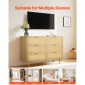 VEVOR 6 Συρταριέρα Rattan Dresser, Διπλό συρταριέρα για Υπνοδωμάτιο, Natural Rattan Συρταριέρα με μεταλλικές λαβές & πόδια, μοντέρνα ξύλινη συρταριέρα ρούχων & αποθήκευση για υπνοδωμάτιο, σαλόνι, διάδρομος